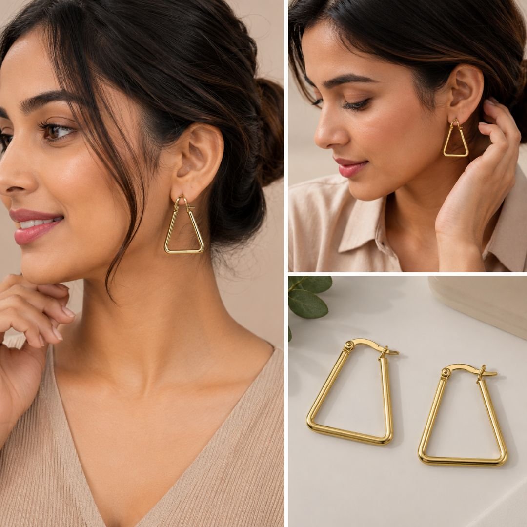 Golden Trapezoid Hoop Earrings