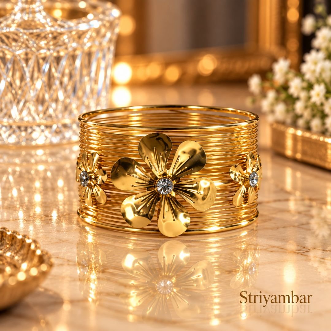 Gold-Plated Floral Designer Bracelet