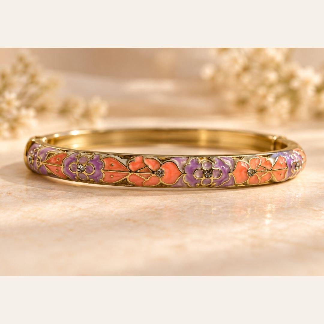 Multicolor Enamel Pearl Designer Bangle (1)