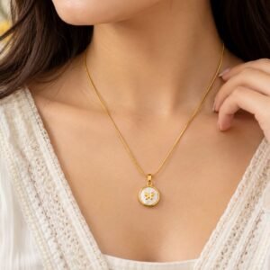 Gold Butterfly Pearl Pendant
